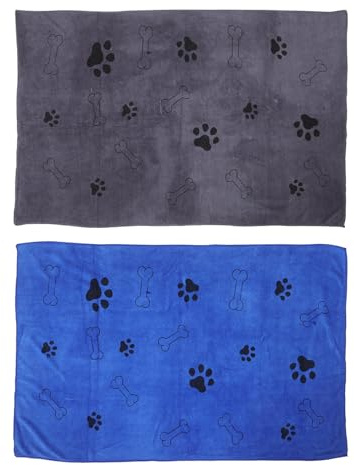 TOGEVAL Asciugamani per Cani in Microfibra 2 Pezzi 60X100 CM Asciugamano da Bagno Assorbente e ad Asciugatura Rapida per Animali Domestici Extra Large e Morbido per Gatti e Cani di