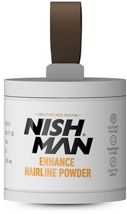 NISHMAN Enhance Hairline Powder – Castano Scuro 10g – Riempitivo Per Attaccatura Dei Capelli Per Uomo – Nasconde Spazi Vuoti E Aree Diradate – Dona Densità Naturale E Definizione Nitida