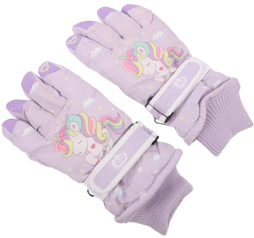 GLEAVI Guanti da Snowboard per Ragazzo Ragazza Impermeabili e Antivento Fodera in Pile Morbida Design Unicorno Accattivante Adatti per Sci Neve e Freddo