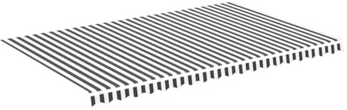 HFXHIJXQ Markisenstoff Anthrazit Weiß 5x3 m Ersatz für Balkon Terrasse UV-beständiges wetterfestes Polyester Mit Volant Modernes Design für kleine Balkone Garten und Terrassen