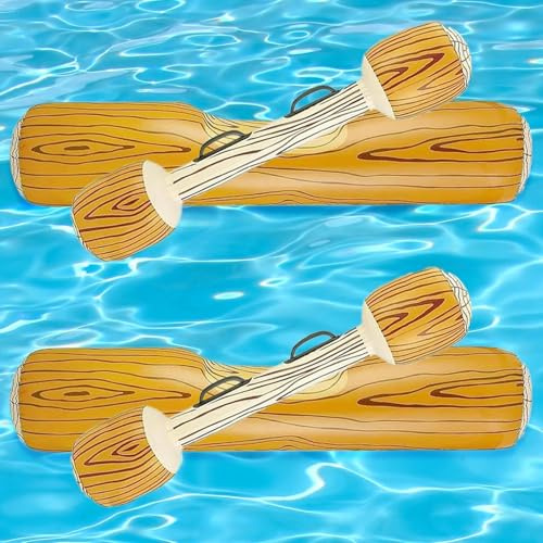 Ajuanbazha Aufblasbare Battle Log Pool Spielzeuge, 4 Set mit Schwimmenden Kampfbalken & Floß, Wasserspielzeug für Erwachsene & Kinder, Ideal für Poolpartys