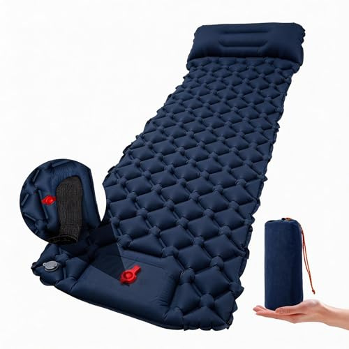 ZAYNXHCT Isomatte Ultraleichte Luftmatratze Camping Matratze mit Fußpumpe | Leicht & kompakt mit Packsack, schnell aufblasbar, für Outdoor, TPU wasserdicht, koppelbar zum Doppelbett, leicht zu reinigen