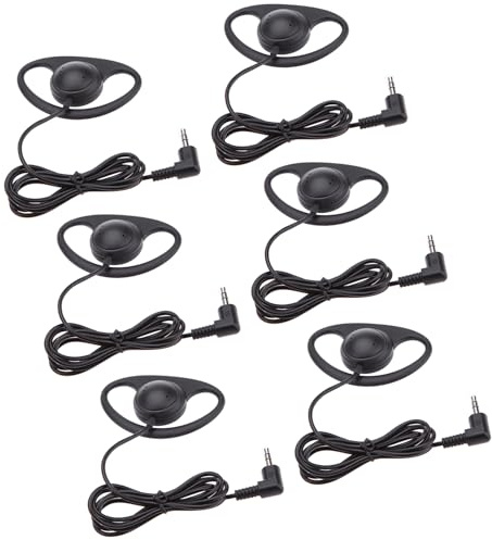 Bewinner Auriculares de un Solo Oído en Forma de D con Gancho de 3,5 Mm para Guías Turísticos, Conferencias Telefónicas, Clases en Línea, Viajes y Comunicaciones Móviles (6PCS)