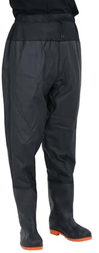 Ordellia Waders de hanche avec bottes, noir, taille 44, polyester enduit de PVC, 0,48 mm d'épaisseur, imperméable, pour la pêche, la chasse, l'extérieur, pantalon de pêche, bottes en caoutchouc et