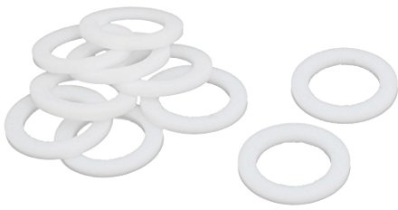 sourcing map 10 Stück PTFE Unterlegscheiben Dichtung 24mm Außendurchm. Weiß | 16mm Innendurchm., 2mm Dicke, für Wasserhahn Rohr Wasserschlauch