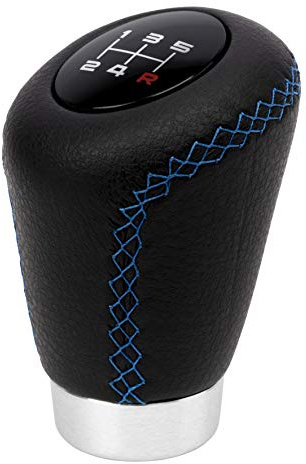 BC Corona OEM 2 - Pomo corto con gatillo, 27 mm, cambio de marcha coche, piel, color negro y azul