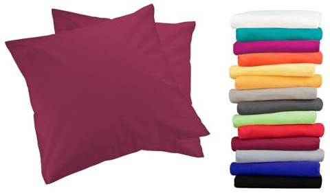 Moon 2er Pack Luxury Linon Kissenbezug 100% Baumwolle-beere-40x40