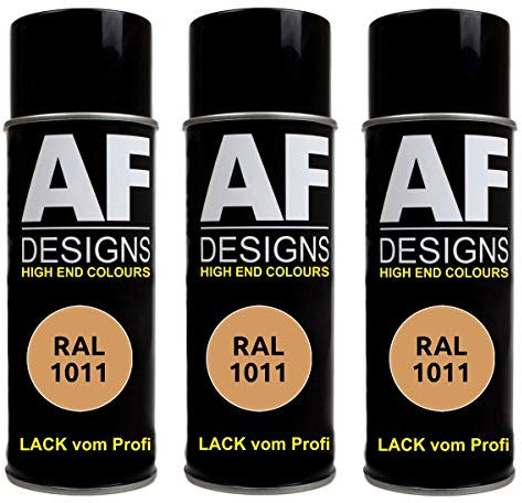 Alex Flittner Designs 3X Ral Pintura en Espray Pintura Coche Laca Colorida Lata de Aerosol RAL1011 Beige Marrón Mate
