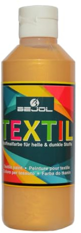 BEJOL Textilfarbe 250ml gold Stoffmalfarbe für helle und dunkle Stoffe