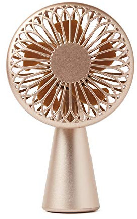 Lexon Wino – Kabelloser Mini-Tischventilator, 3 Luftstromgeschwindigkeiten, ultraleise Flügel, 5 Std., Wiederaufladbar über USB-C (Kabel im Lieferumfang enthalten) oder QI Wireless – Goldfarben