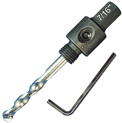Hole Saw Arbor for 5/8 to 1 1/8 Hole Saws 7/16 Hex End Mandrel with TCT Pilot Drill Use Mandrel with Carbide Hole Saw and use with a Hammer Drill for Drilling Holes Concrete Brick Masonry