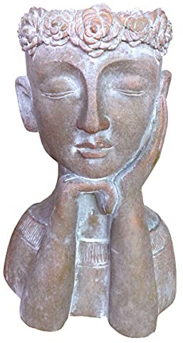 Bollweg Pflanzgefäß Büste Mann 34 cm Bronze Optik Pflanztopf Gartendeko Blumentopf Figur