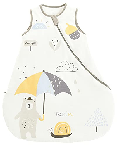 Chilsuessy Baby Ganzjahres Schlafsack ohne Ärmel 2.5 Tog Winter Schlafsack Kleinkind Weich Wattiert Ganzjährig Schlafsack für Neugeborene Junge Mädchen, Grau Bär, 80/Baby Höhe 75-85cm