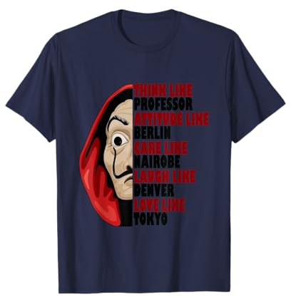 Professore, Berlino, Nairobi, Denver, Tokyo, Rio e Dali maschera Maglietta