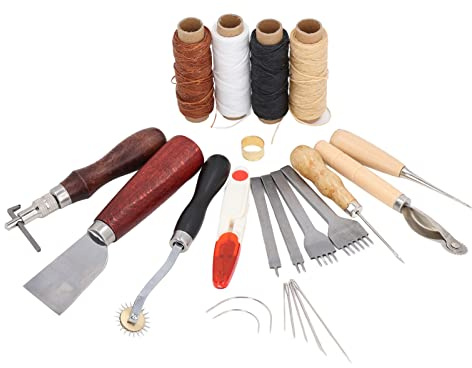 Set di Strumenti di Lavoro in Cuoio, Craft Tool Starter Kit per Borse Riparazione e Realizzazione FAI DA TE