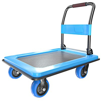 Heavy Duty Platform Truck, Push Cart Furniture Dolly with 1100Lbs Capacity and 5'' TPR 360 Degree Swivel Wheels for Loading and Storage 36x24Inch