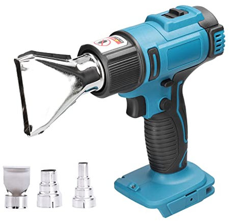 Irfora Heißluftpistole,Akku-Heißluftgerät mit Lithium-Akku, wiederaufladbare Heizgeräte, Temperaturen einstellbares Elektrowerkzeug mit 2 Düsen, kompatibel mit Makita 18-V-Lithiumbatterie