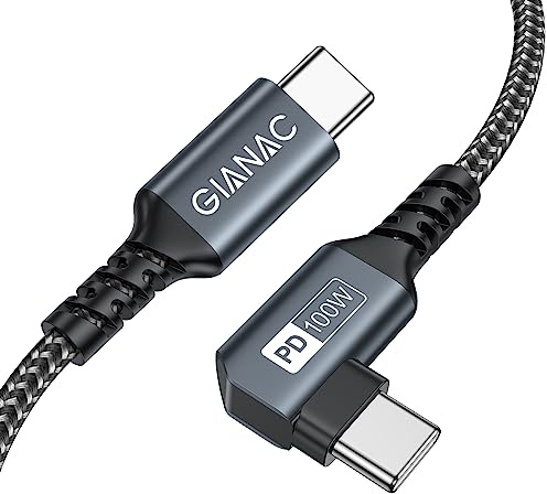 GIANAC 100W USB C auf USB C Kabel 2M,90 Grad Schnellladekabel USB C PD 5A USB Typ C Ladekabel mit E-Mark Chip für Macbook Pro;MacBook Air;iPad Pro;Samsung Galaxy;Huawei Google;lightning