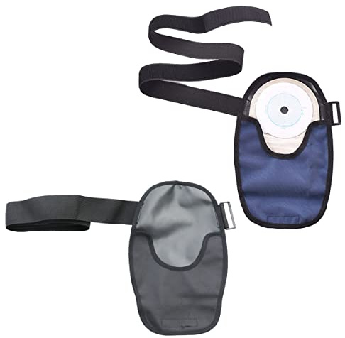 2PCS Waterproof Ostomy Bag Covers Adjustable Universal Stoma Pouch Cover Ostomy Supplies for ileostomy (Black+Blue)