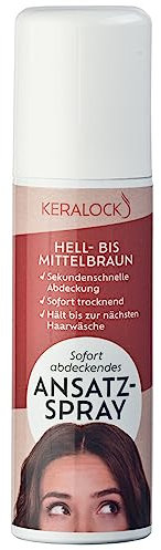 KERALOCK Ansatzspray hellbraun-mittelbraun 75 ml Aerosol – unisex – temporäre Haaransatzabdeckung für coloriertes Haar – kaschiert graue Haare in Sekunden – ammoniakfrei