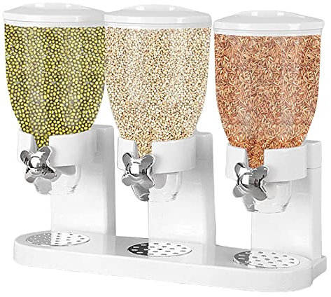 Anloximt 2L céréales Triple céréales céréales pour Aliments secs céréales pour comptoir Triple Distributeur d'aliments pour la Cuisine