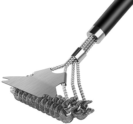 Flintronic BBQ Grill Cleaning Brush, Barbecue Steel Brushes with Metal Scraper,Barbecue Grill Wire Brush with Detachable Handle, for All Kinds of Grills Heavy Duty Cleaning