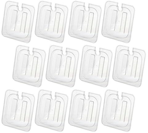 Voittozege 12 Pcs Clear Plastic Table Pan Lid, 1/6 Size Polycarbonate Food Pan Lids with Handle Food Pan Lids polycarbonate lids for Restaurant Commercial Food Container Storage