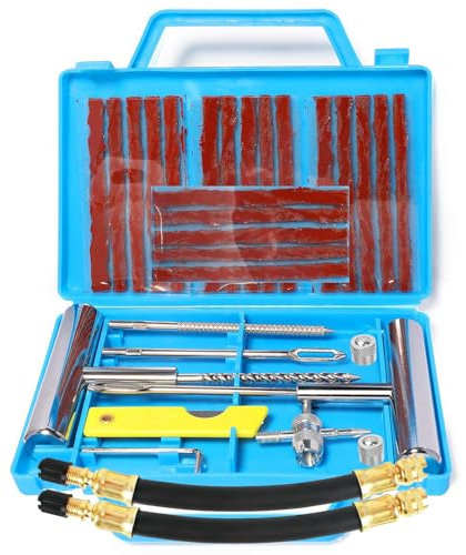 QUNNIE Set di Riparazione Pneumatici da 32 Pezzi, per Auto, Moto, Trattore, Camper