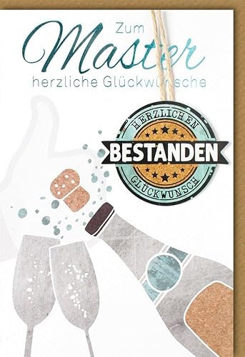 Verlag Dominique Glückwünschkarte Master Bestanden Sektflasche - mit Umschlag
