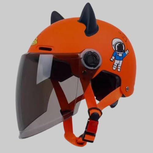 QJWMatic Kinder-Motorrad-Helm Mit Offenem Gesicht, Jet-Moped Ganzjahreshelm Mit Sonnenblende Für Jungen Und Mädchen Von 2–14 Jahren F,47-55CM