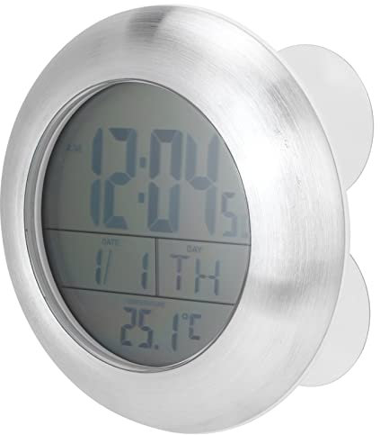 Fdit wasserdichte Digitale Duschwanduhr mit Temperaturanzeige für Badezimmerspiegel, Spa