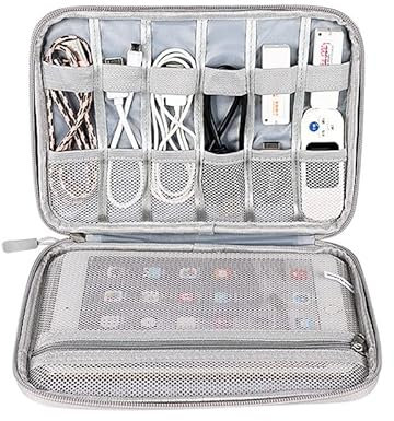 Kabeltasche,Kabel Organizer Tasche Kabel Organizer Bag Power Bank Extenal Batterieladegerät Reisetasche for 7.9 iPad Mini Fall USB Flash-Laufwerk-Stick-Festplattenspeicherung(Single Layer Grey)