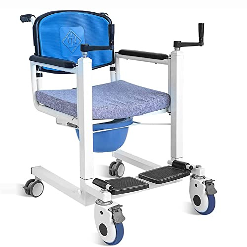 Rollstuhllifte für zu Hause, Duschstuhl mit Sitzkissen und Bettpfanne, Transferrollstühle für Senioren, Patientenlift-Transferstuhl - 17-Zoll-Sitz