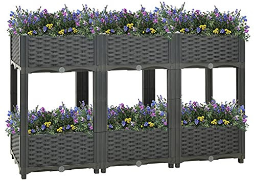 Iiaky Lit surélevé 120x40x71 cm Polypropylène,Bordure Pierre,Kit Gabion,Gabion Jardiniere