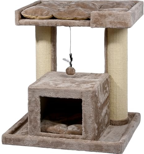 dobar® Premium Katzen-Kratzbaum Softy aus Holz mit extra großen und stabilen Kratz-Stämmen in ausgfeallenem Design - Geeignet auch für große Katzen - 35 x 60 x 100 cm