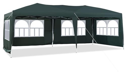 ZBAOLTO 3x6 Pavillon Faltpavillon, Gartenlauben Partyzelt mit UV-Schutz, Wasserdicht Stabil mit 6 Seitenteilen, Gartenpavillon für Hochzeiten Pavillon für Garten, Party, Festival (Grün)