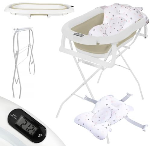 Primabobo Baignoire bébé pliante - baignoire pour bébé pliable avec un oreiller de bain