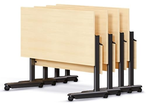 Zusammenklappbarer Konferenztisch mit Rollen, stapelbarer Trainingstisch, mobiler Konferenztisch für Seminarraum, einfache Montage, 4 Stück (119,9 x 49,8 x 74,9 cm)