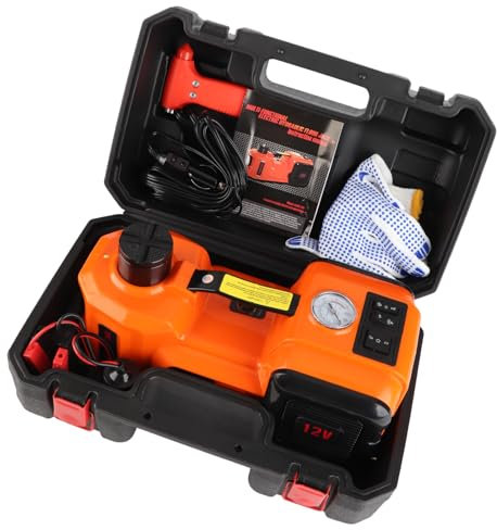 Mulcort Elektrischer Hydraulischer 5-Tonnen-Wagenheber, 12V DC Auto Hydraulic Floor Jack Lift, mit Kunststoffkoffer, LED-Lampe und Ersatzwerkzeugset für die Autoreparatur von PKW, Transpor