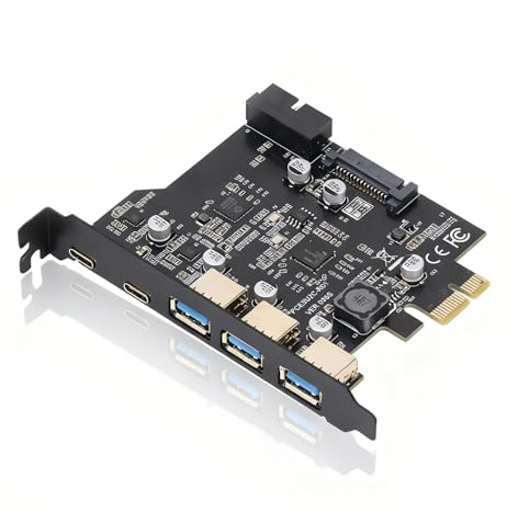 PCIe zu USB 3.2 Gen 2 Karte mit 20 Gbit/s Bandbreite, 3 Typ-A und 2 Typ-C USB-Anschl├╝ssen, PCIe Erweiterungskarte f├╝r Desktop-PC