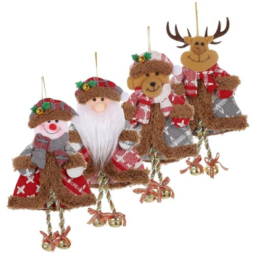 Amosfun 4stücke Weihnachtsbaumanhänger Aus Stoff Und Schwamm Mit Glöckchen Festliche Dekoration Partyzubehör Und Geschenkidee Zu Weihnachten