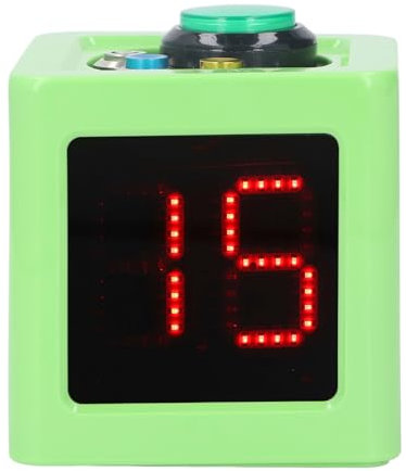 Fafeicy Temporizador Cube Pomodoro con Pantalla LED, Temporizador Personalizable, Alertas Audibles, Temporizador de Cubo de 4 Lados para Temporizador de Tiro de Póquer (Enchufe Europeo