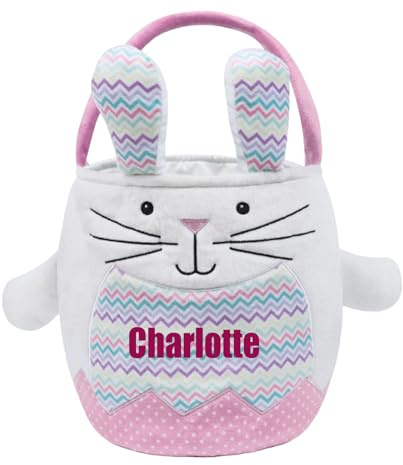 Osterkorb Personalisiert für Kinder Mädchen, Osterkorb mit Namen, Osterbeutel Kinder Osternest Personalisiert Ostertasche Osterkörbchen, Ostern Geschenke Ostergeschenk Personalisiert Kinder (Rosa)