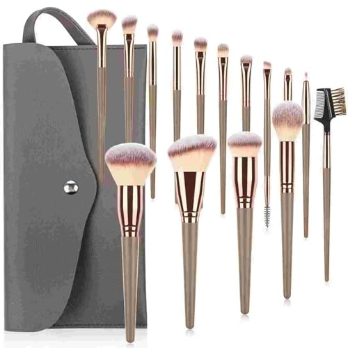 15 Pcs Professional makeup brushes Set – Premium Synthetic Bristles for Flawless Foundation, Blush, Concealer & Eyeshadow, Complete Beauty Kit with Stylish PU Cosmetic Bag