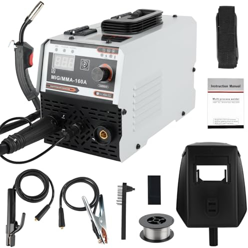 Poste à Souder à Fil Fourré Sans Gaz, Poste à Souder Multi-Procédés 220V 3 en 1, Avec Poste à Souder Double Sans Gaz 1kg MIG/MMA-160A, Avec Affichage Numérique LED, Pour Professionnels et Bricoleurs