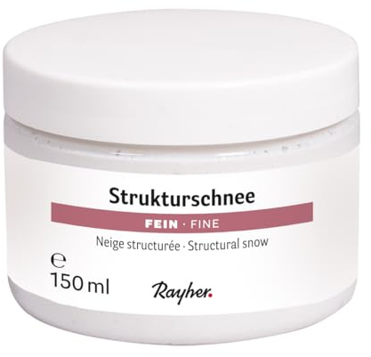 Rayher Strukturschnee fein, schneeweiß, mit Eis-Effekt, Dekoschnee-Paste für weiße, feinkörnige, strukturierte Oberflächeneffekte wie Schnee, frostig glitzernde Schneeeffekte, Dose 150 ml, 35107100