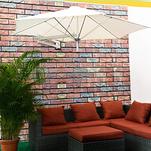 Portable Wall Mounted Aluminium Tilting Umbrella 8 Ribs 2.5m 8ft Ideal for Outdoor Garden Balcony Patio Shade Stylish & Durable Sun Protection