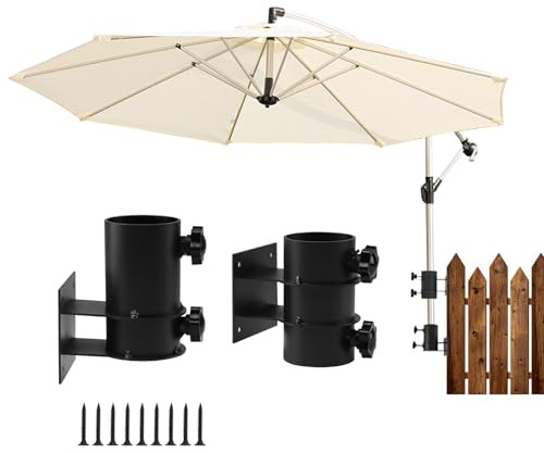 Tefola Verstellbarer Sonnenschirmständer für die Wand, für Balkonschirme, Wandmontage, Balkonhalterung für Sonnenschirme, zur Montage an Decken, Zäunen, Balkon oder Hof im Freien