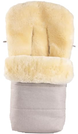 Merauno Chancelière pour bébé en peau d'agneau - Chancelière douillette en fourrure de mouton - Universelle - 90 x 50 cm - Beige