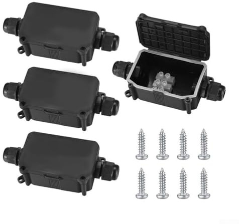 babominimer 4 Pcs IP66 Waterproof Outdoor Junction Box, 2-Way Cable Wire Connectors with PG9 Glands, Quality Plastic PC Housing and Silicone Rings, Weatherproof